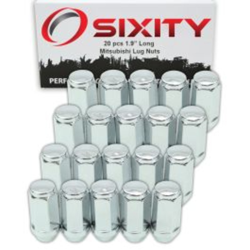 Sixity 20 pc 1.9" Chrome Bulge Acorn Wheel Lug Nuts - Mitsubishi Raider 9/16-18TPI Long